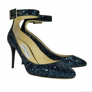 Jimmy Choo Helena Midnight Glitter Heels